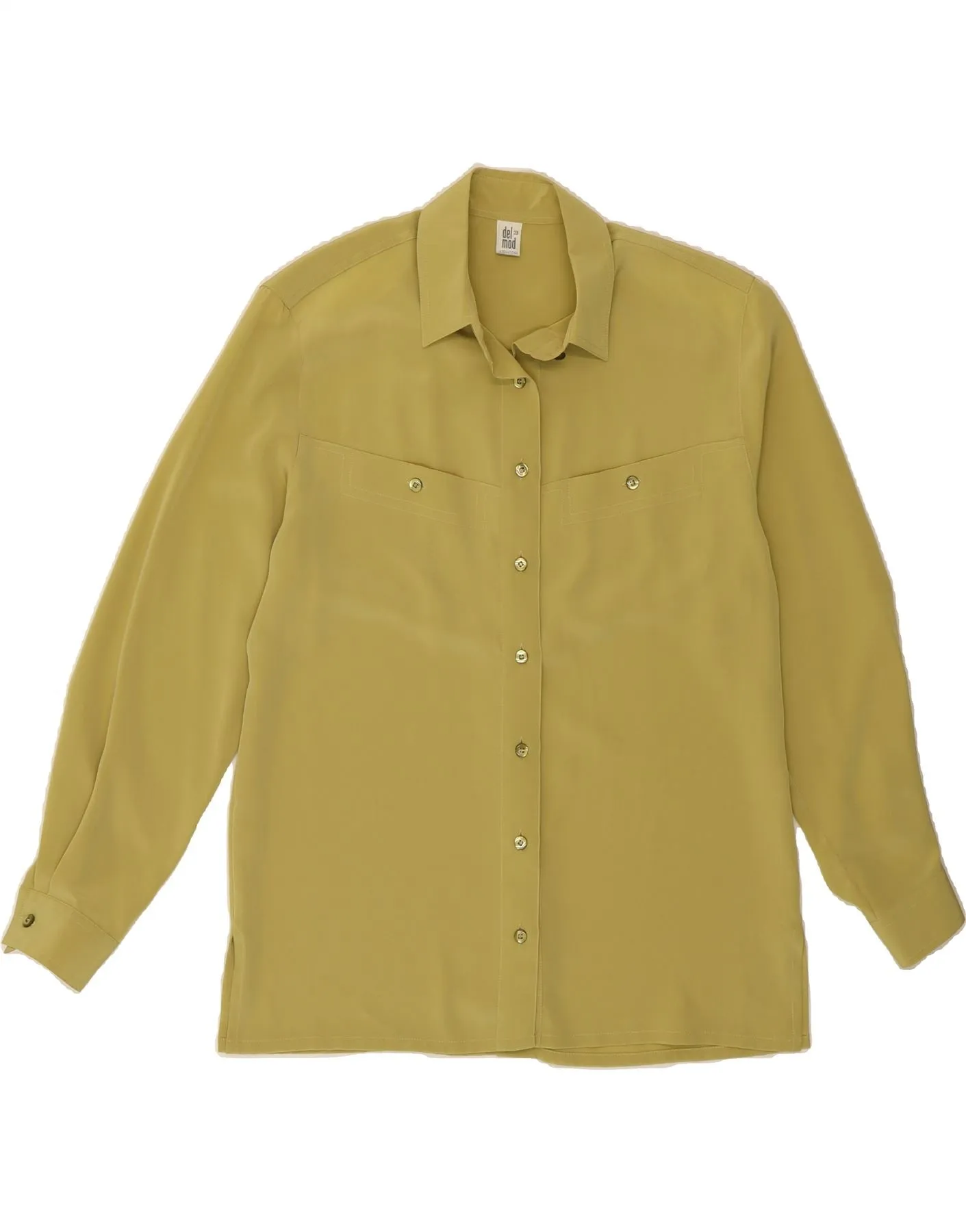 DEL MOD Womens Shirt Blouse EU 38 Medium Green Polyester Geometric Pattern