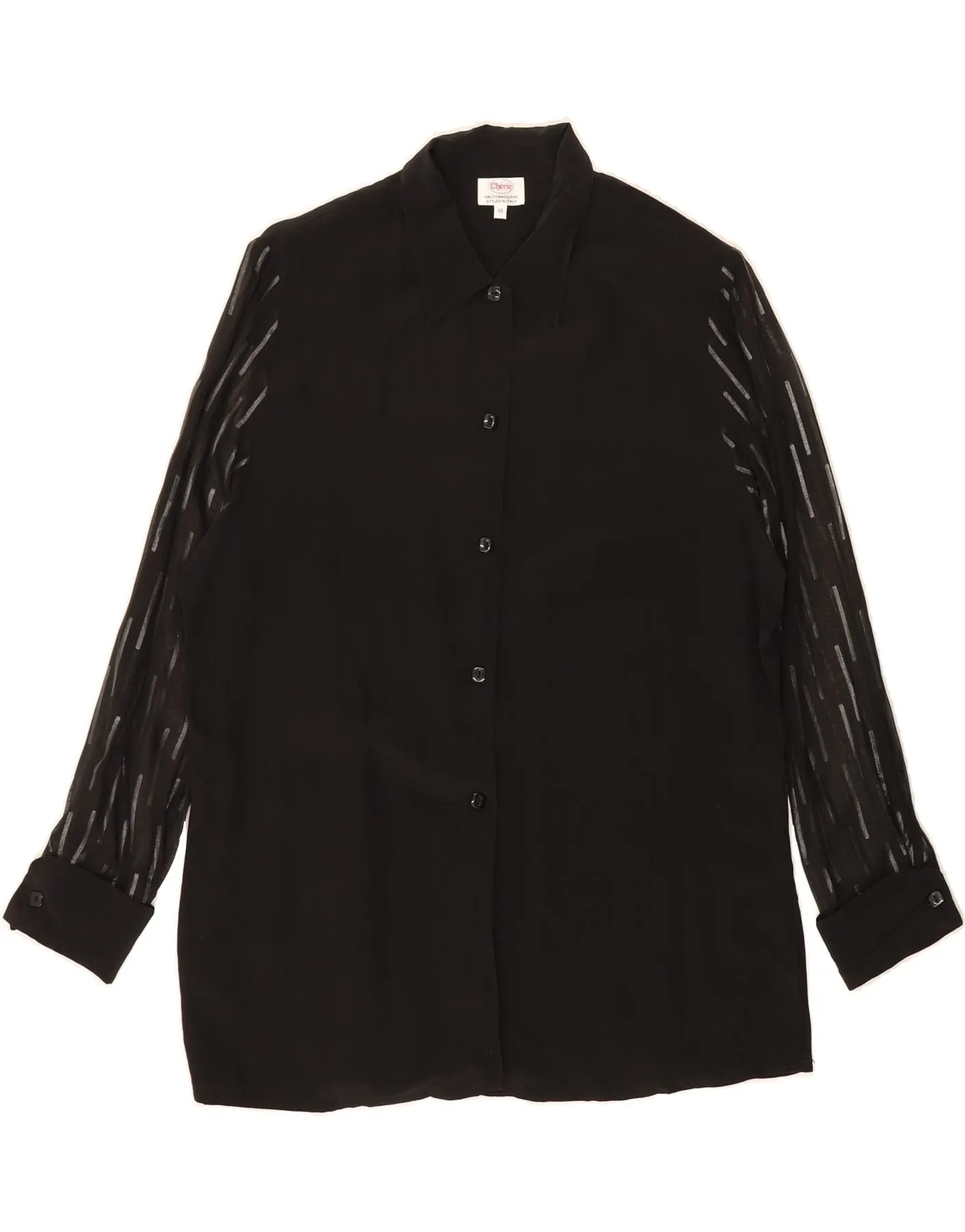 CHERIE Womens Shirt Blouse IT 46 Large Black Silk Smart Appearance Trendsetting Design