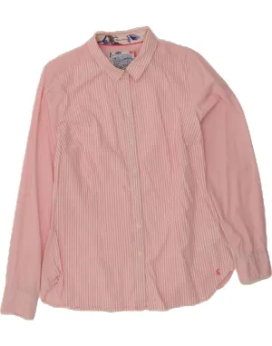 SUPERDRY Womens Shirt UK 14 Large Pink Striped Cotton Trendy Pattern