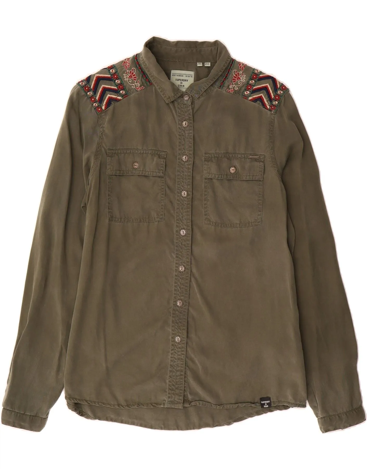 Lightweight texture Versatile Layering Piece SUPERDRY Womens Shirt UK 12 Medium Green Lyocell