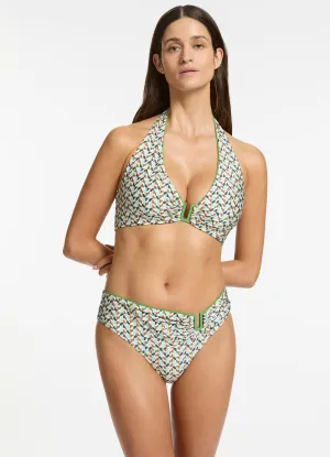 Non Restrictive Framework Acacia U Trim Halter Bikini Top - Multi