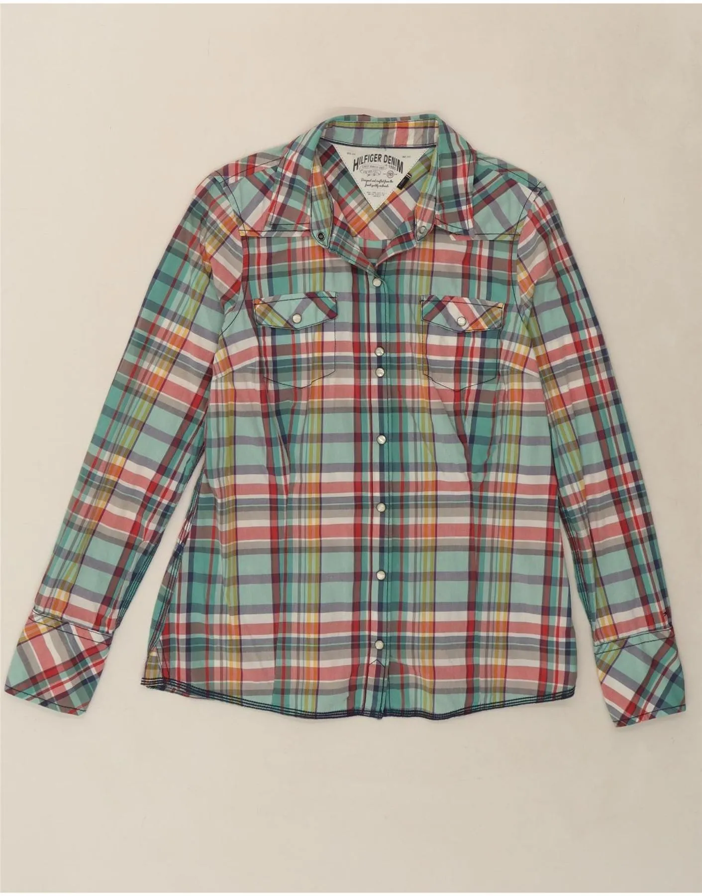 TOMMY HILFIGER Womens Shirt UK 18 XL Multicoloured Check Cotton Versatile Layering