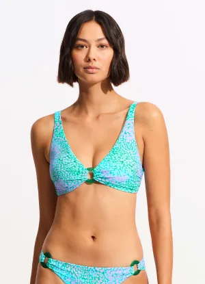 Moisture Wicking Fibers Sea Skin Longline Triangle Bikini Top - Vivid Green
