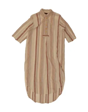ATOS LOMBARDINI Womens Shirt Dress IT 44 Medium Beige Striped Durable Fabric Wrinkle Resistant Material