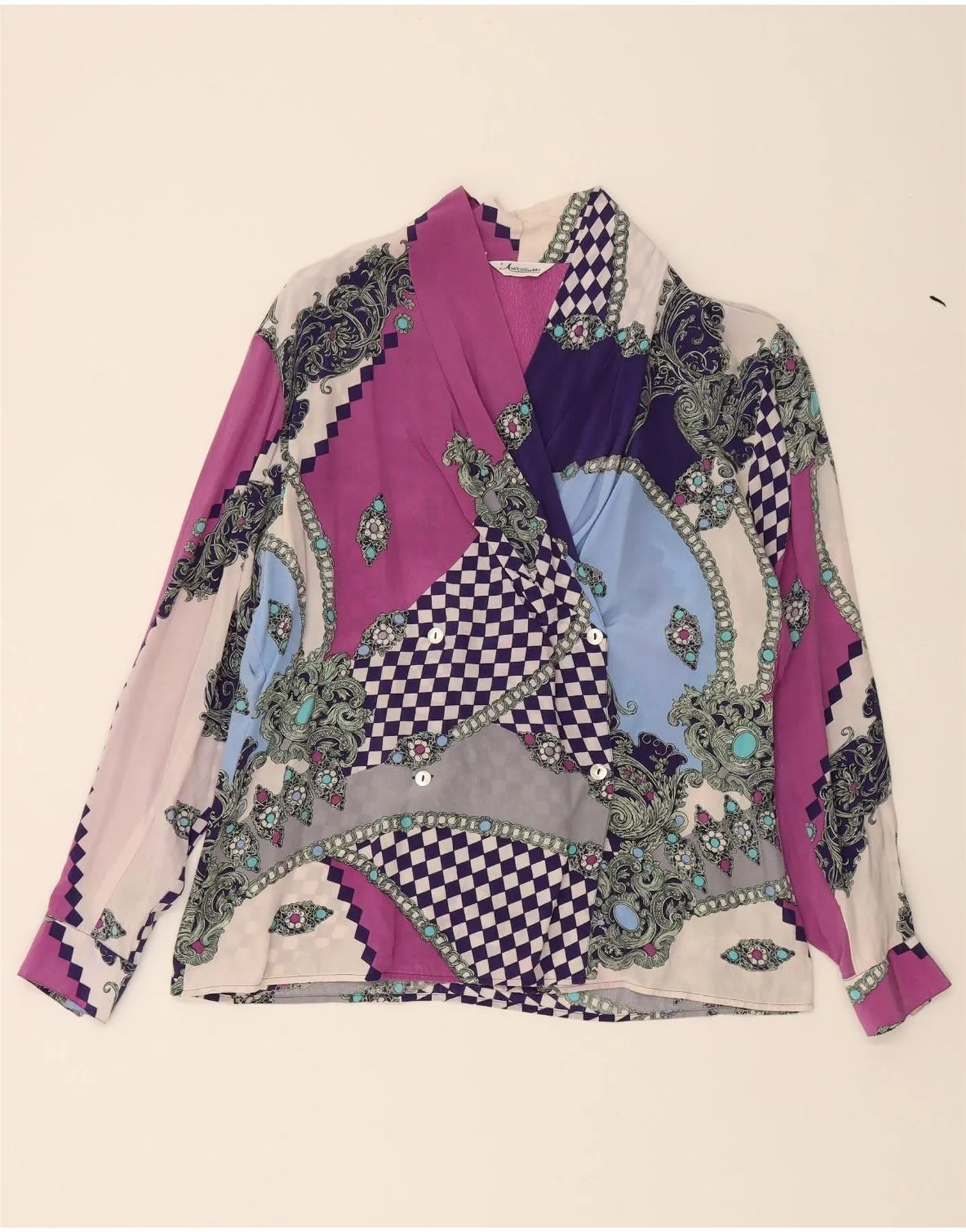 ANTONELLI Womens Shirt Blouse EU 46 XL Multicoloured Paisley Silk High-Quality Material