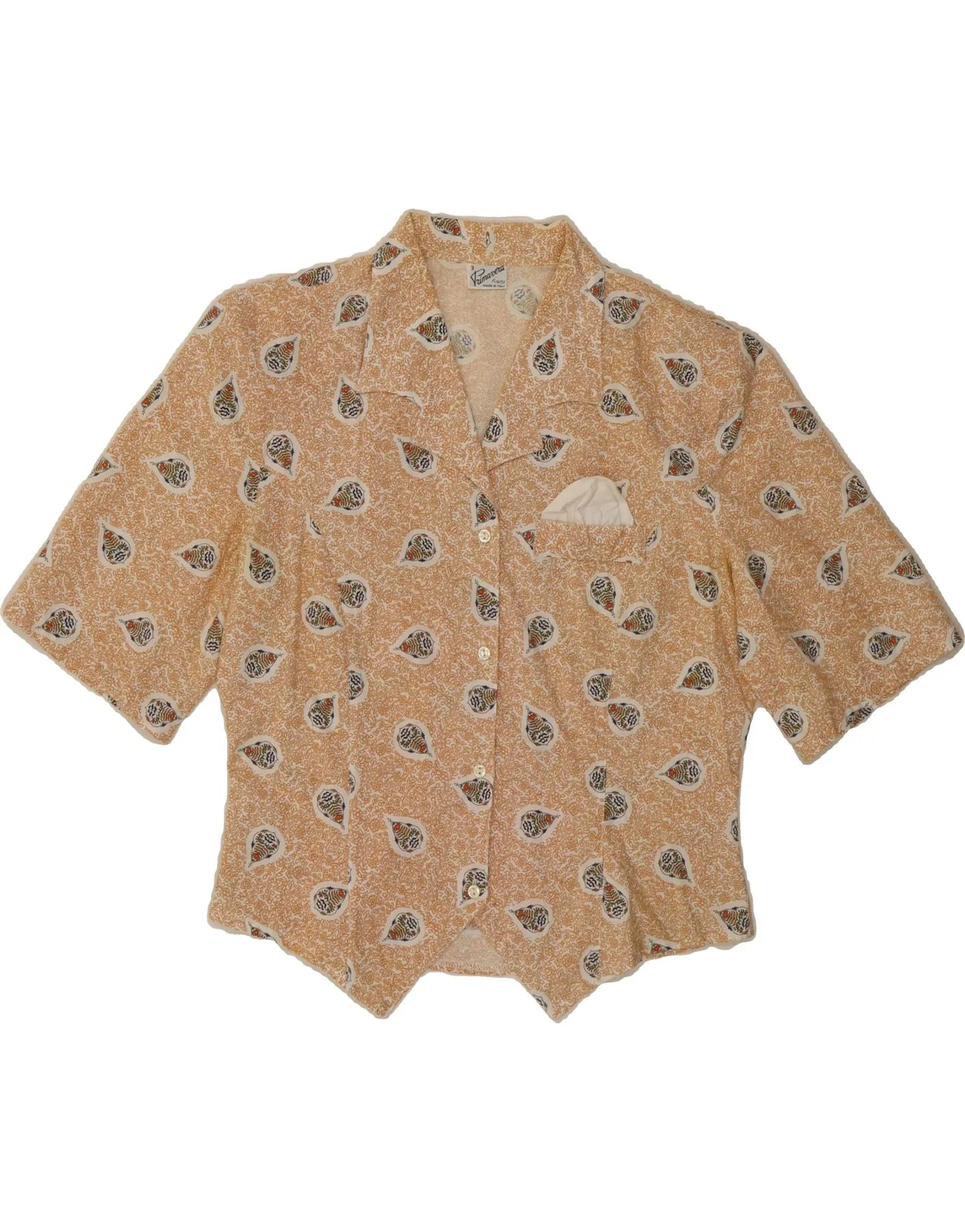 PRIMAVERA FIRENZE Womens Shirt Blouse UK 16 Large Beige Floral Eco friendly materials Thermoregulating Fabric