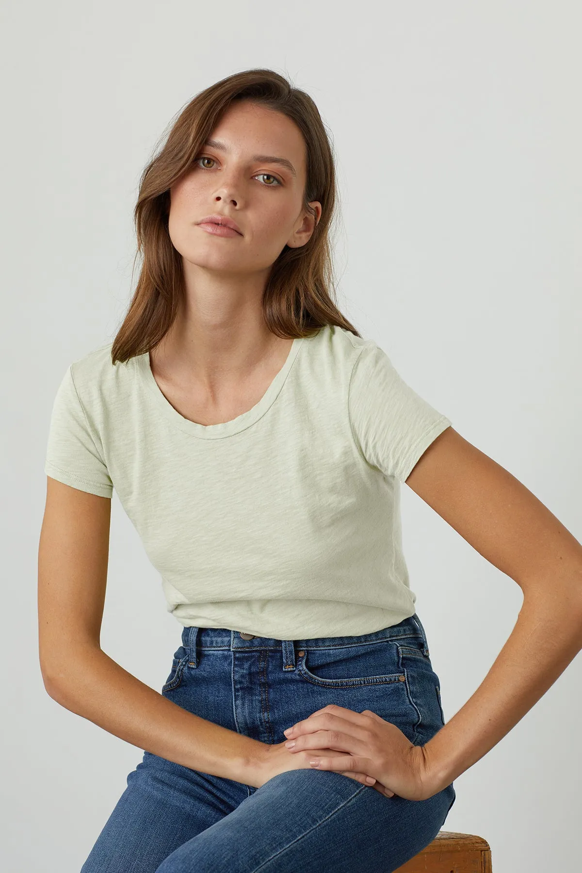 Vibrant Colors ODELIA COTTON SLUB CREW NECK TEE