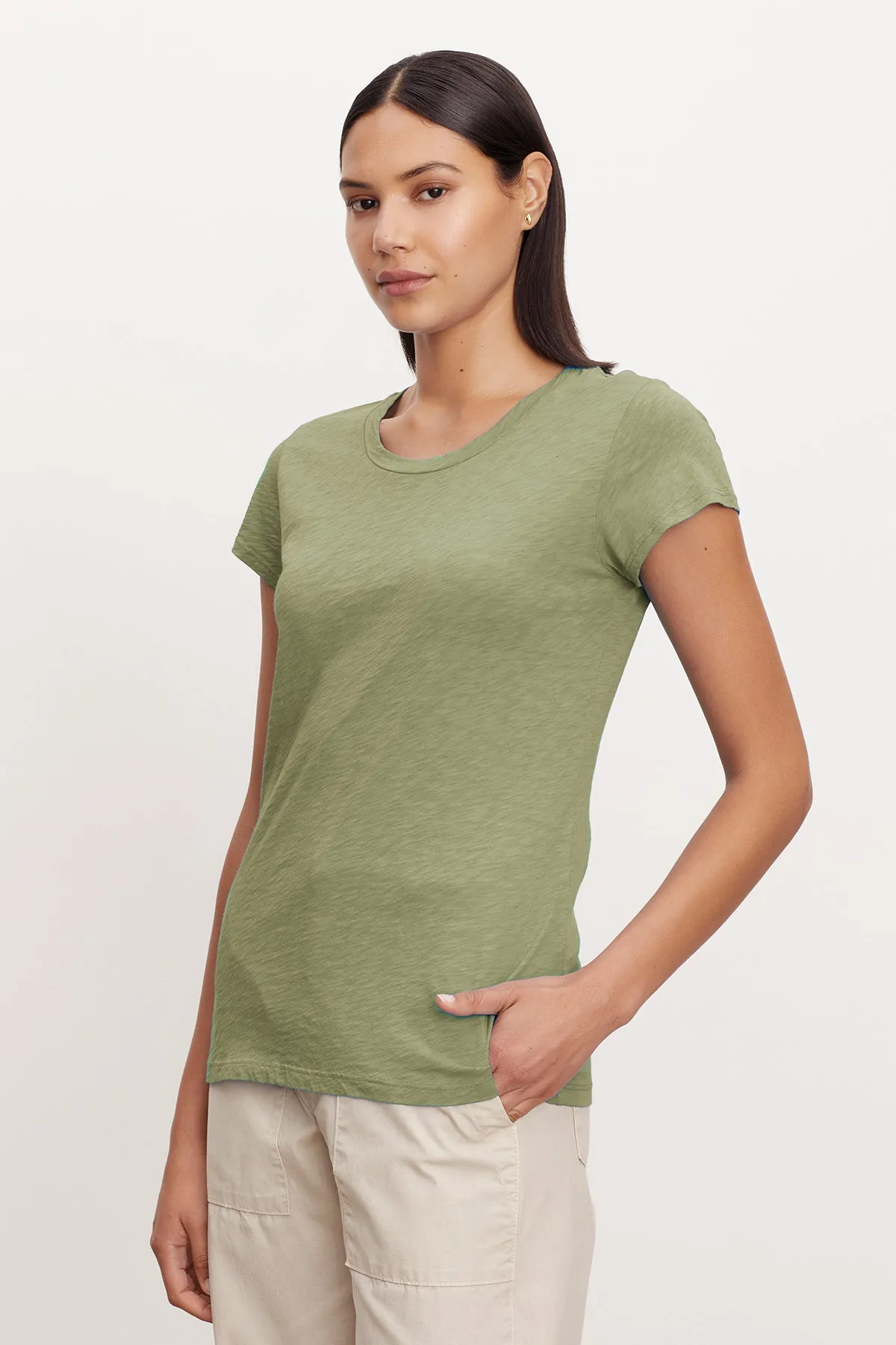 ODELIA COTTON SLUB CREW NECK TEE Soft and breathable