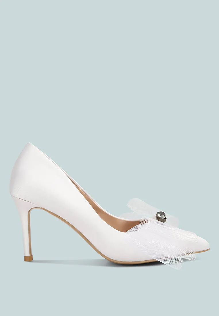 Foot Stability odette diamante embellished bow stiletto pumps