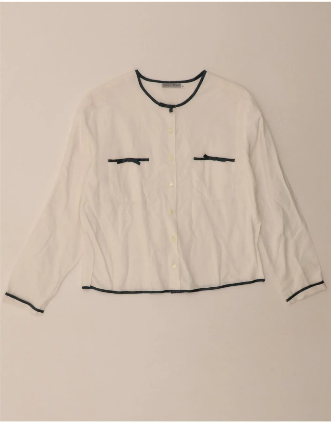 Adjustable Cuffs ALBA FORNARI Womens Shirt Blouse UK 14 Medium White Viscose