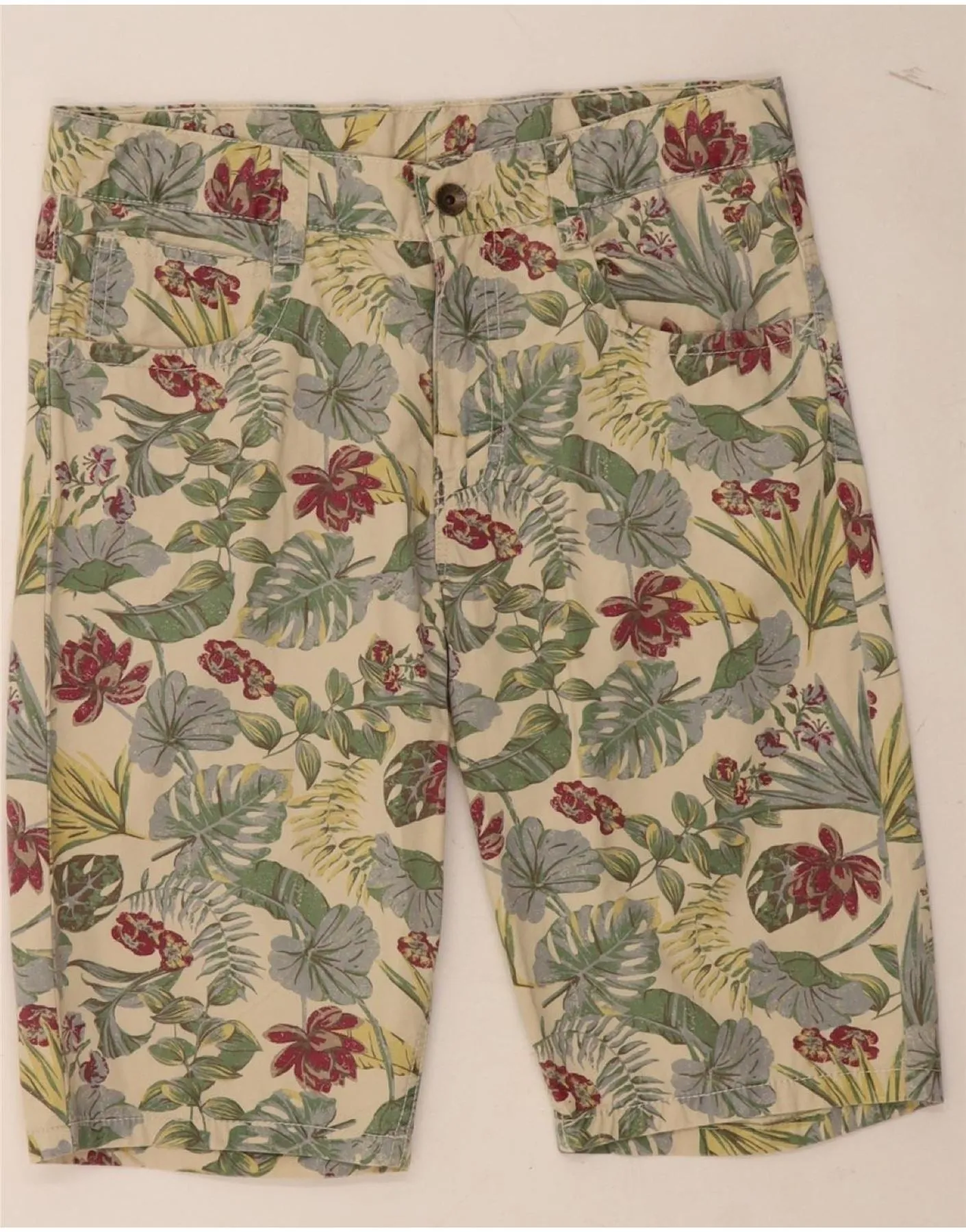 UV Protective Fabric BENETTON Womens Casual Shorts W34 Large Beige Floral