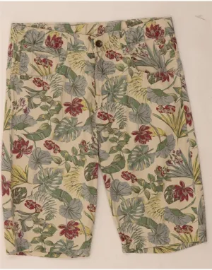 UV Protective Fabric BENETTON Womens Casual Shorts W34 Large Beige Floral