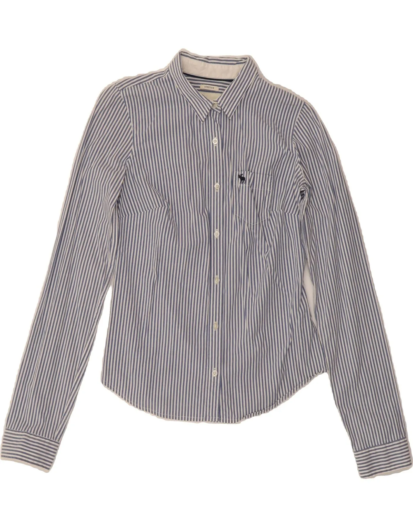 ABERCROMBIE & FITCH Womens Shirt UK 12 Medium Blue Pinstripe Cotton Trendsetting Design