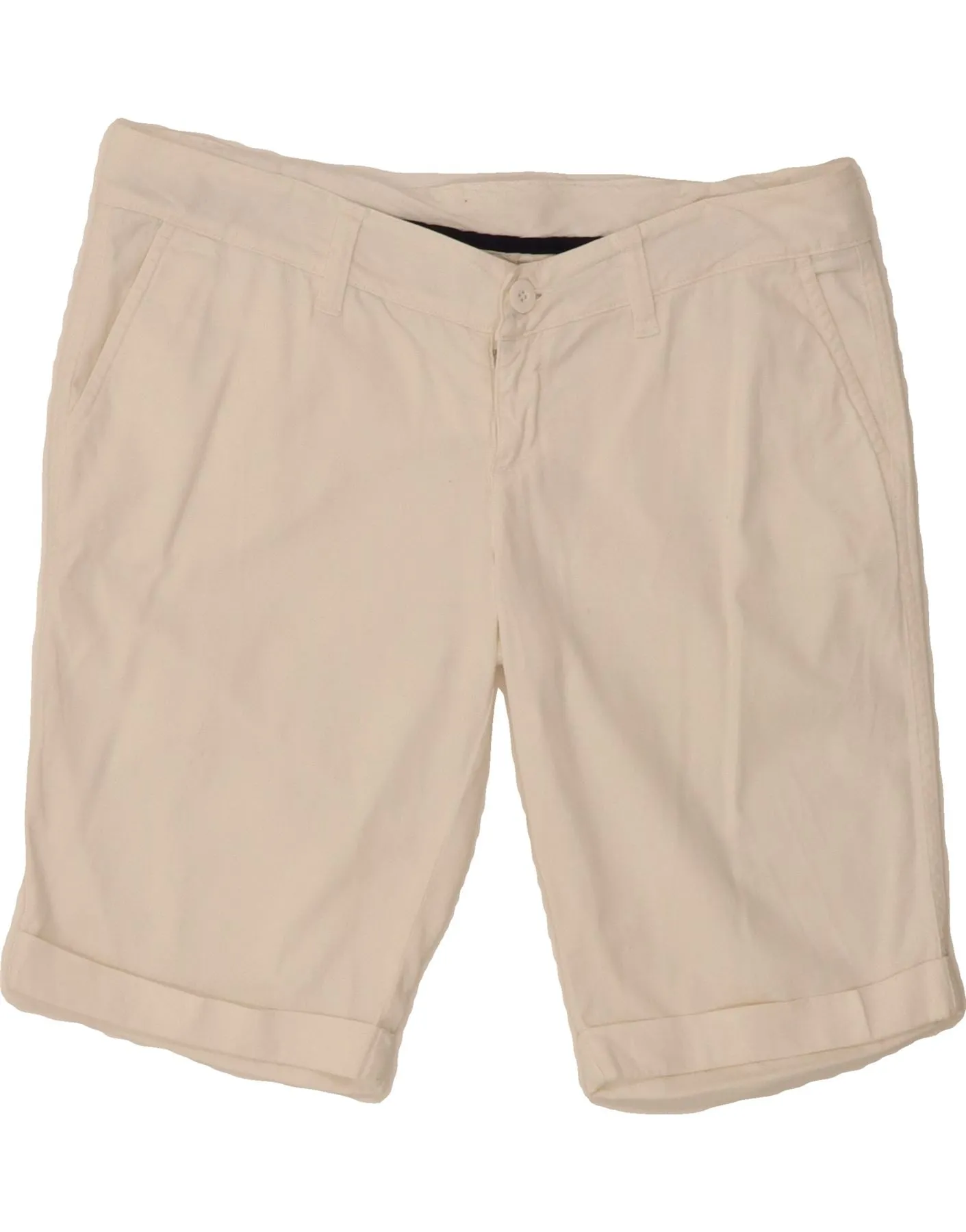 Checkered Style Reinforced Elasticity CONVERSE Womens Chino Shorts Large W32 White Cotton