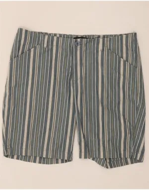 LEE Womens Mid Rise Regular Fit Casual Shorts US 16 2XL W36 Blue Striped Laser Cut Edge Detail Breathable Underarm Vents