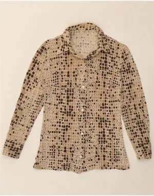 Functional Fashion Seasonal Wardrobe VINTAGE Womens Shirt Blouse UK 12 Medium Brown Spotted
