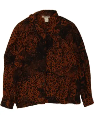 Trendy designs Smooth Seam Finish VINTAGE Womens Shirt UK 16 Large Brown Animal Print Cotton