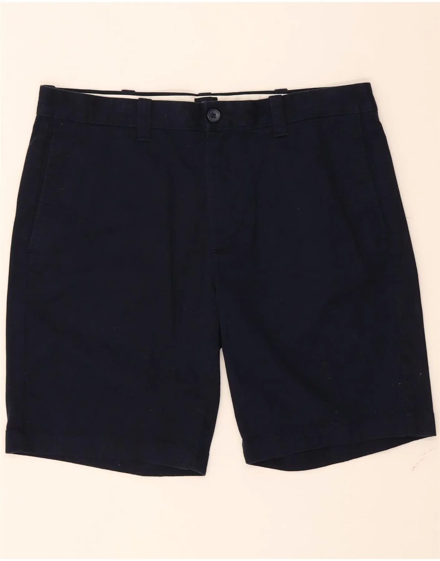 J. CREW Womens Chino Shorts W33 Large Navy Blue Cotton Midweight Textile Adjustable Cuff Closure