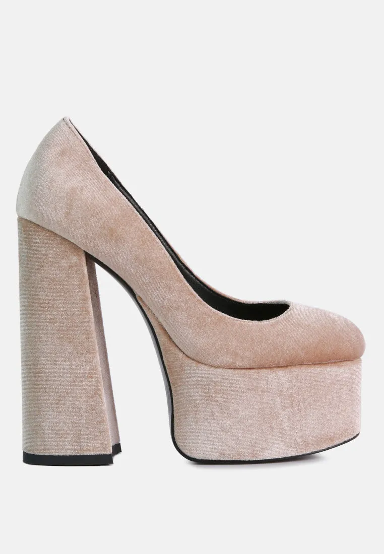 old novelty platform heel velvet pumps Breathable Design Slip Resistant Outsole