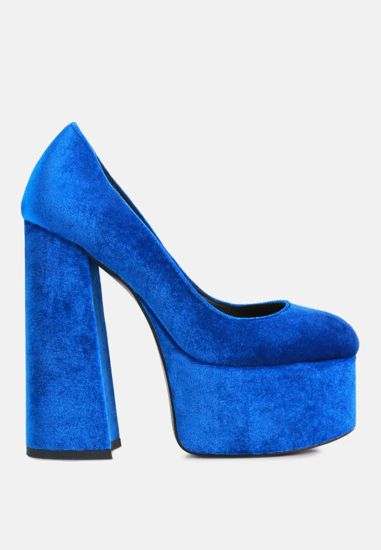 old novelty platform heel velvet pumps party mode