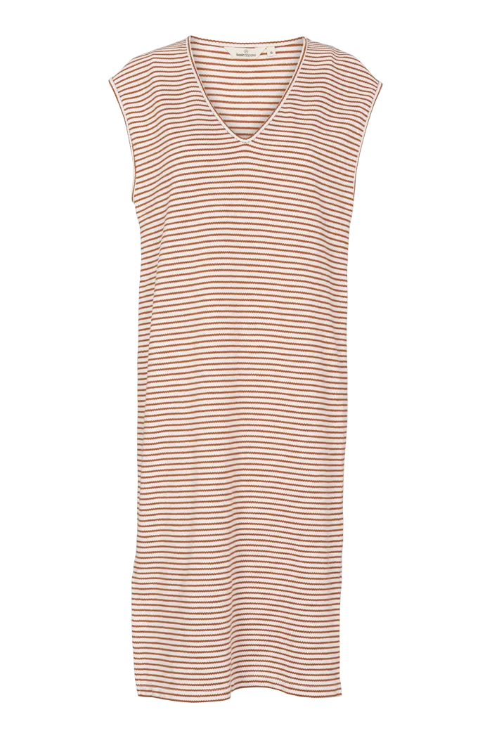 Classic sheath dress Glossy Detail Olive Dress - Birch/Leather Brown