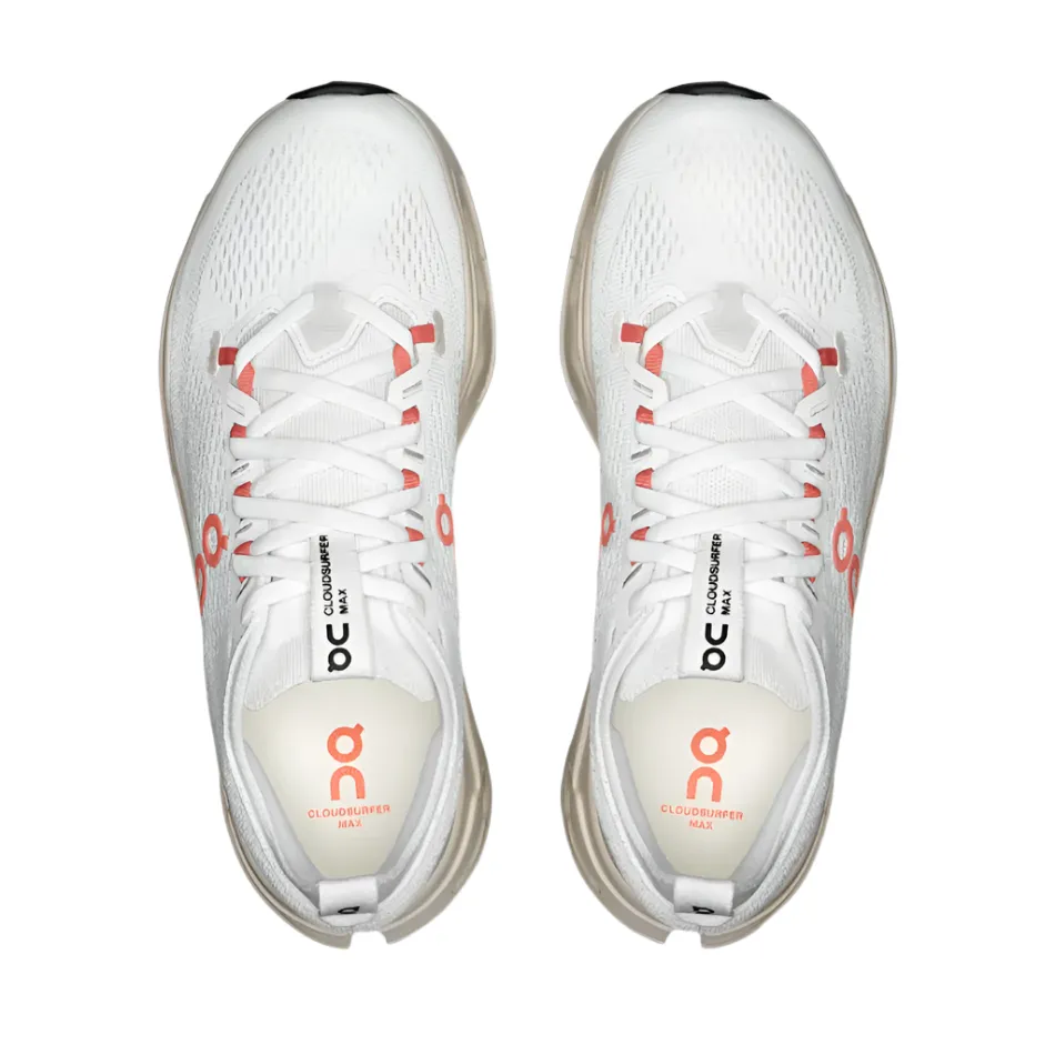 On Women's Cloudsurfer Max Running Shoes in Ivory/Salmon AW25 quarter - length running wear