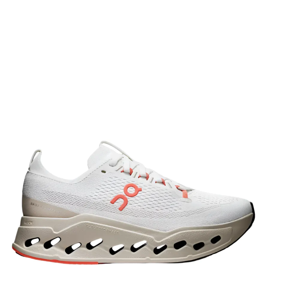 Dynamic Arch Lock running for speed shoes On Women's Cloudsurfer Max Running Shoes in Ivory/Salmon AW25