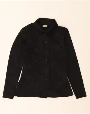 FUNNY Womens Shirt Blouse UK 8 Small Black Paisley Polyester Twill Weave