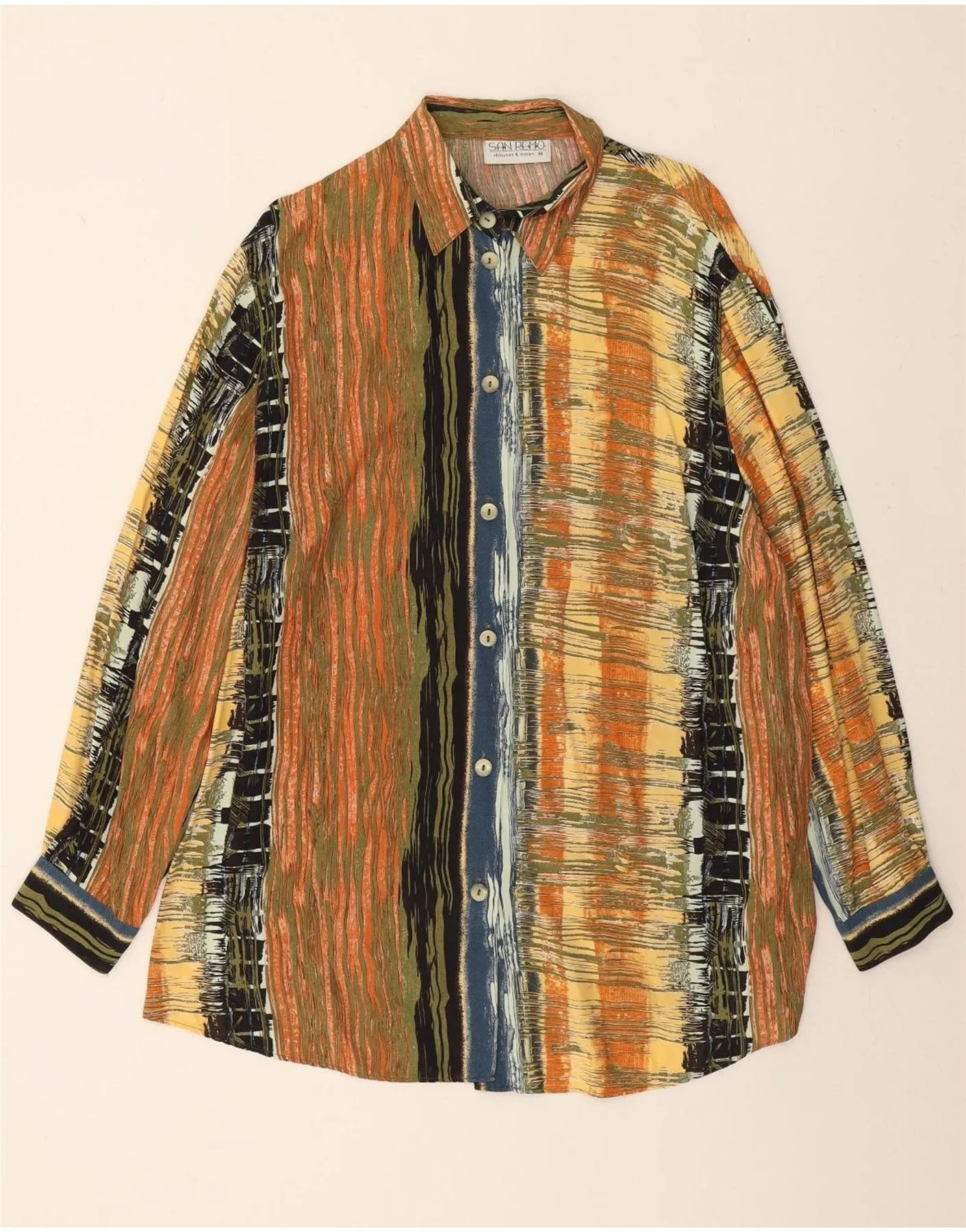 Anniversary Celebration High-End Finish SAN REMO Womens Shirt Blouse EU 44 XL Multicoloured Striped Viscose