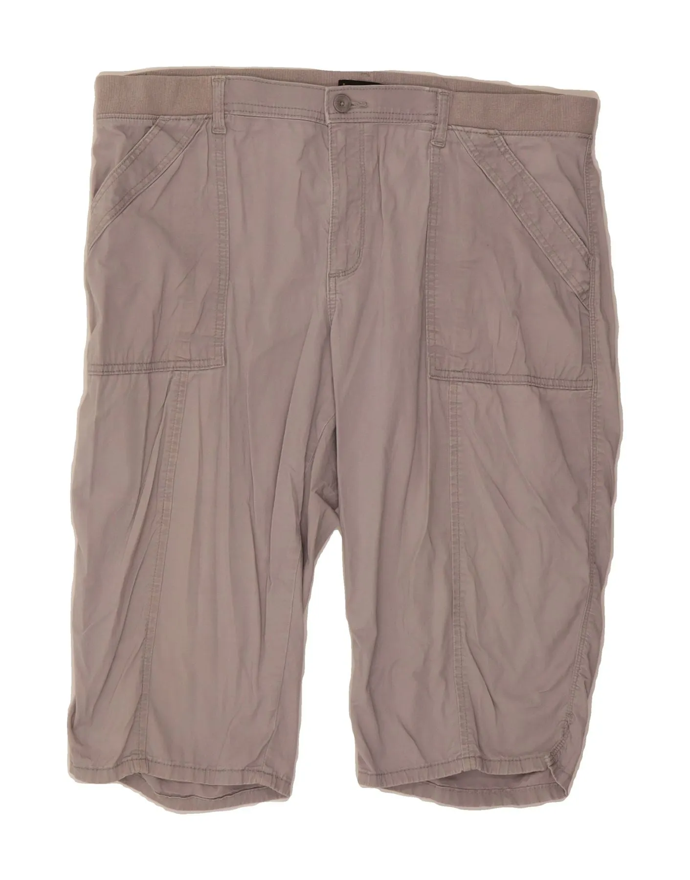 LEE Womens Mid Rise Relaxed Fit Bermuda Shorts W38  XL Grey Geometric Print