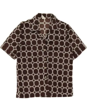 VINTAGE Womens Shirt UK 12 Medium Brown Check Nylon Cooling Core Technology Comfortable Fabric