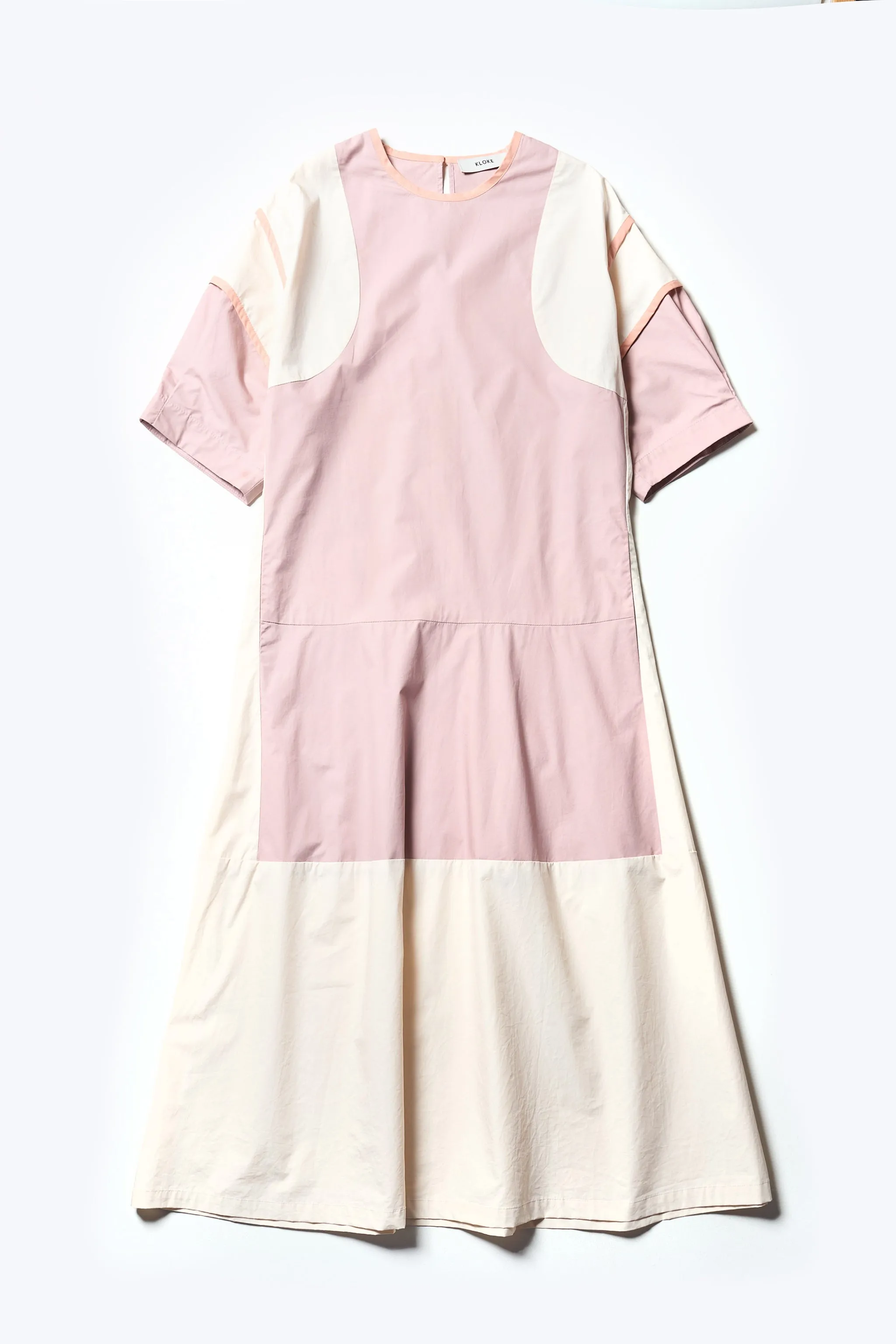 Patch Dress Pale Peach Clean Chic