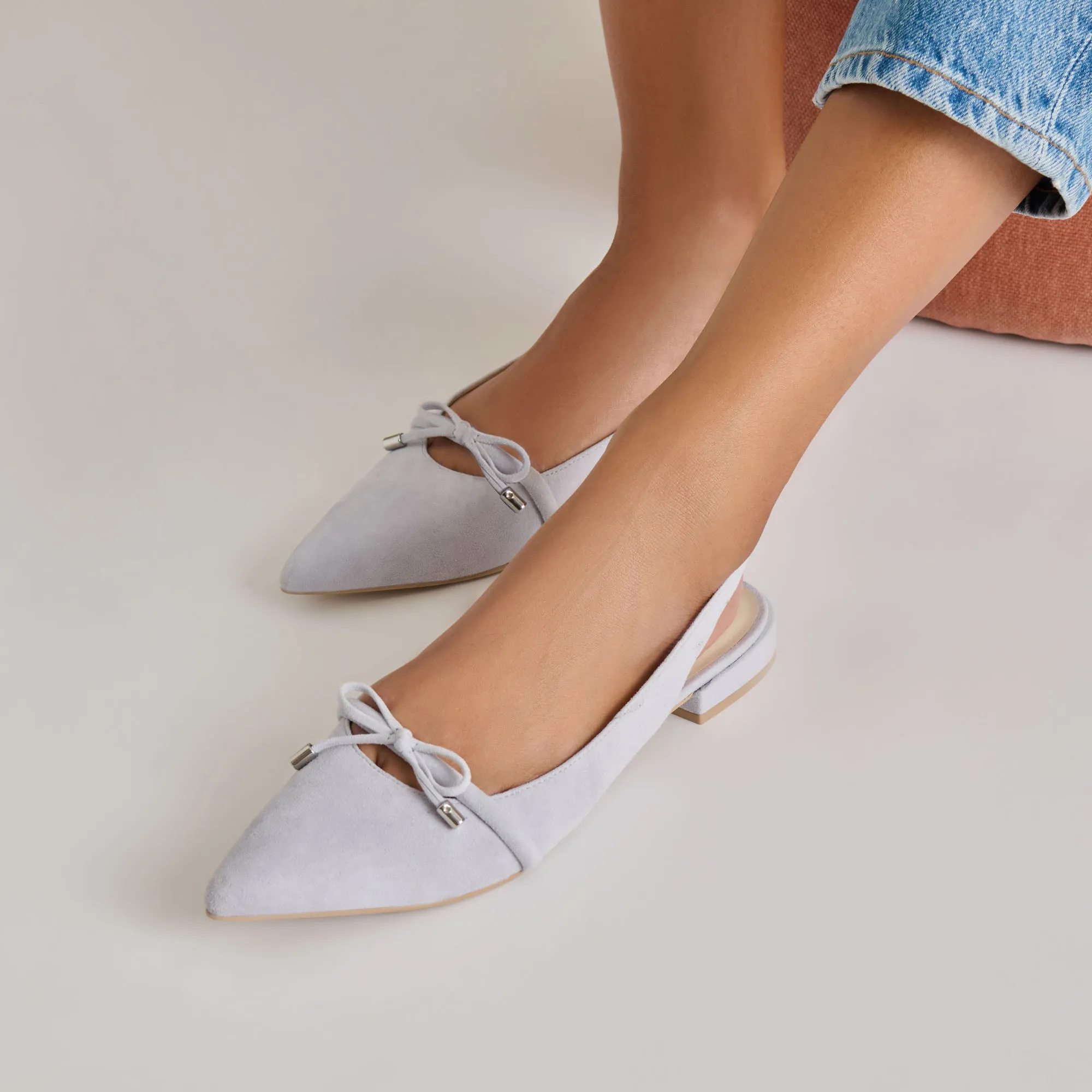 PAYGE FLATS DUSTY BLUE SUEDE All-Day Comfortable Shoes Customizable