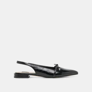 Square Toe PAYGE FLATS MIDNIGHT CRINKLE PATENT