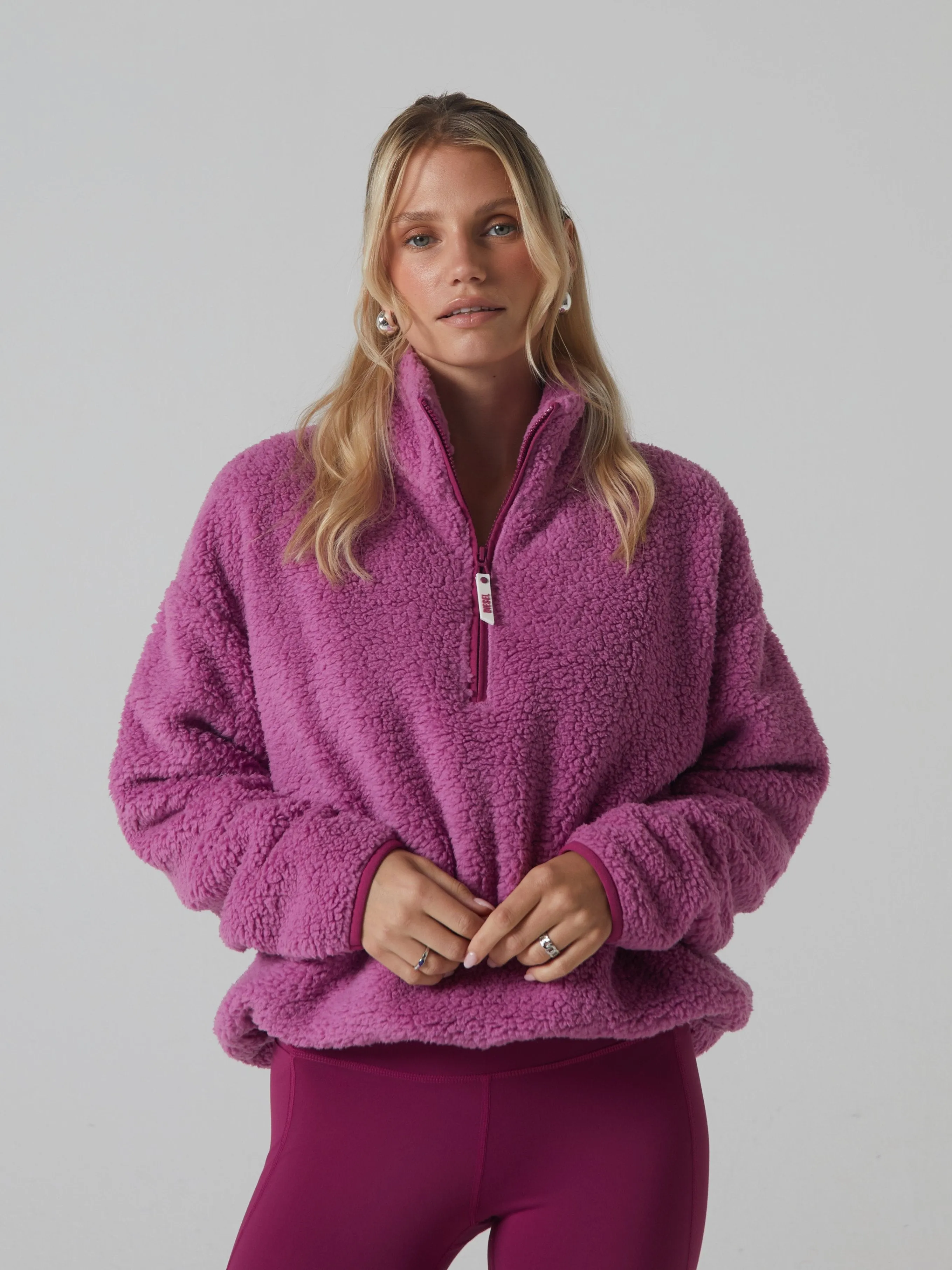 Penny Fleece Half Zip Soft Rose Sporty Fashion