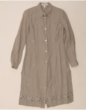 ELEGANCE Womens Shirt Dress UK 10 Small Grey Floral Silk Personalized Touch Flexible Movement