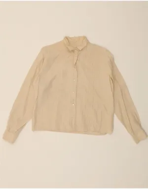 Floral Motif VINTAGE Womens Shirt Blouse UK 14 Medium Beige
