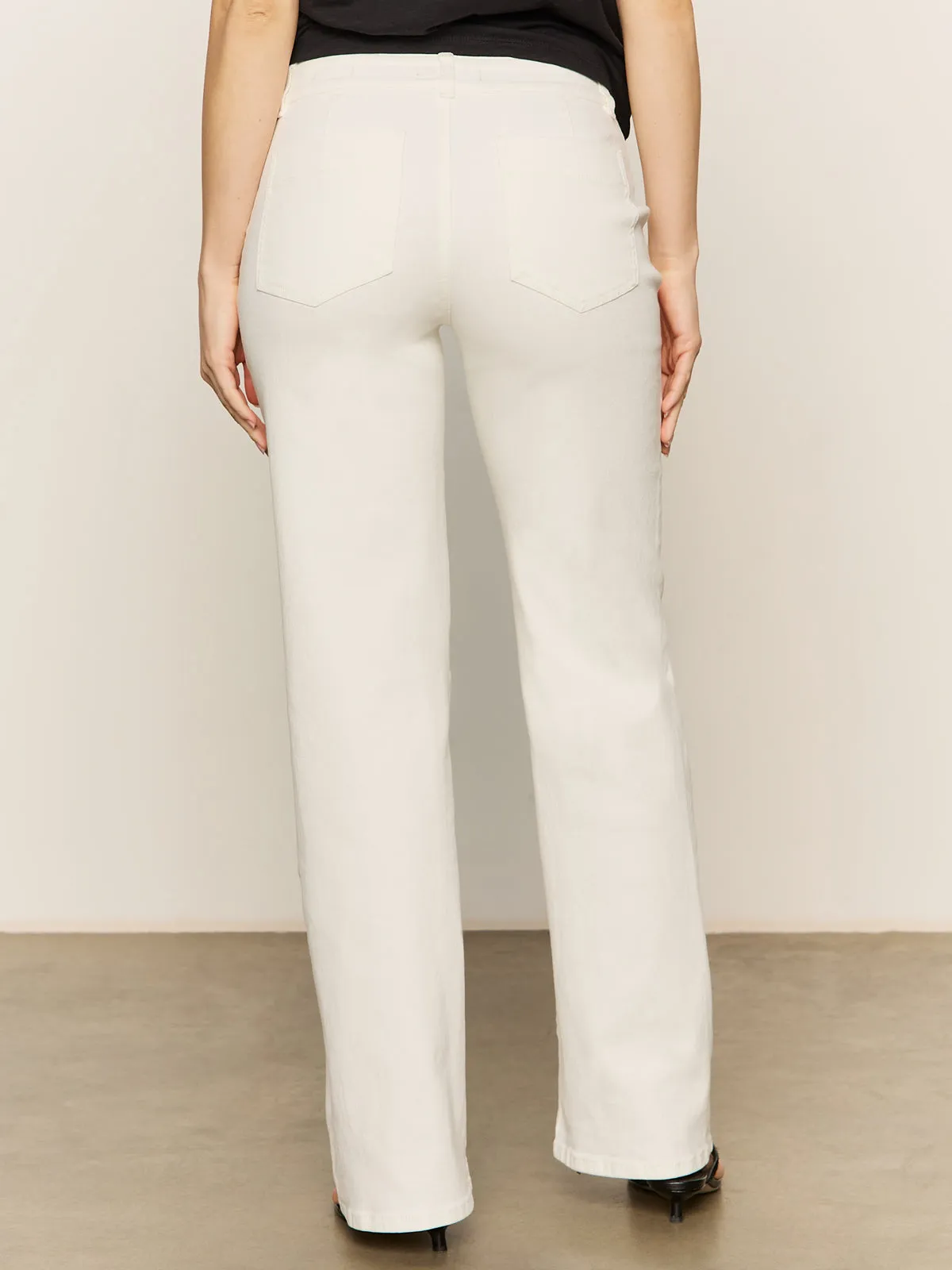 Marine Full Length Semi High Rise Jeans Bleached White Relaxed fit wear