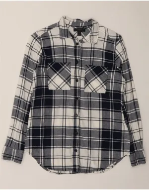 J. CREW Womens Shirt US 0 XS Black Check Cotton Soft Touch