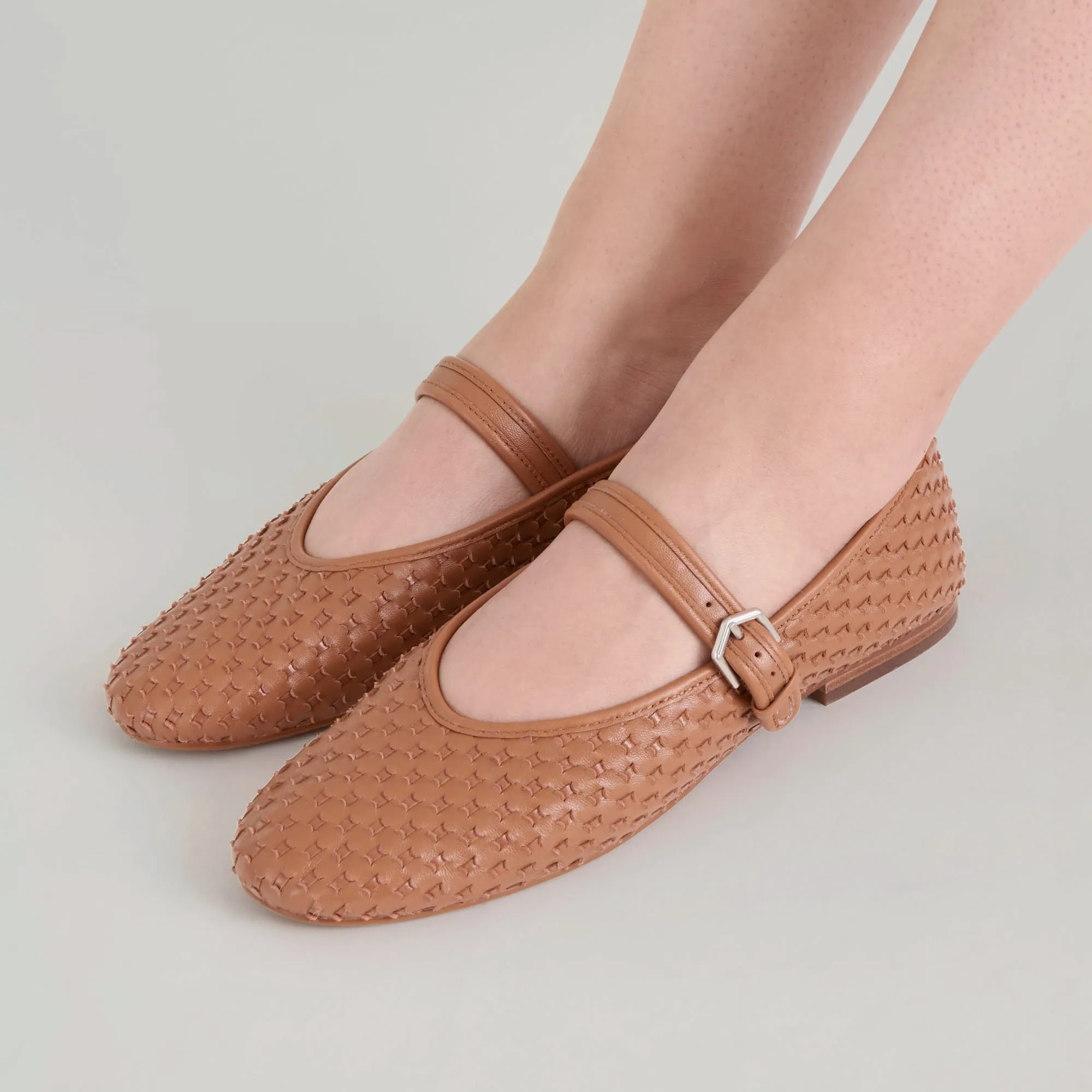 Flexible Shank ROSLYN WOVEN BALLET FLATS SADDLE WOVEN LEATHER
