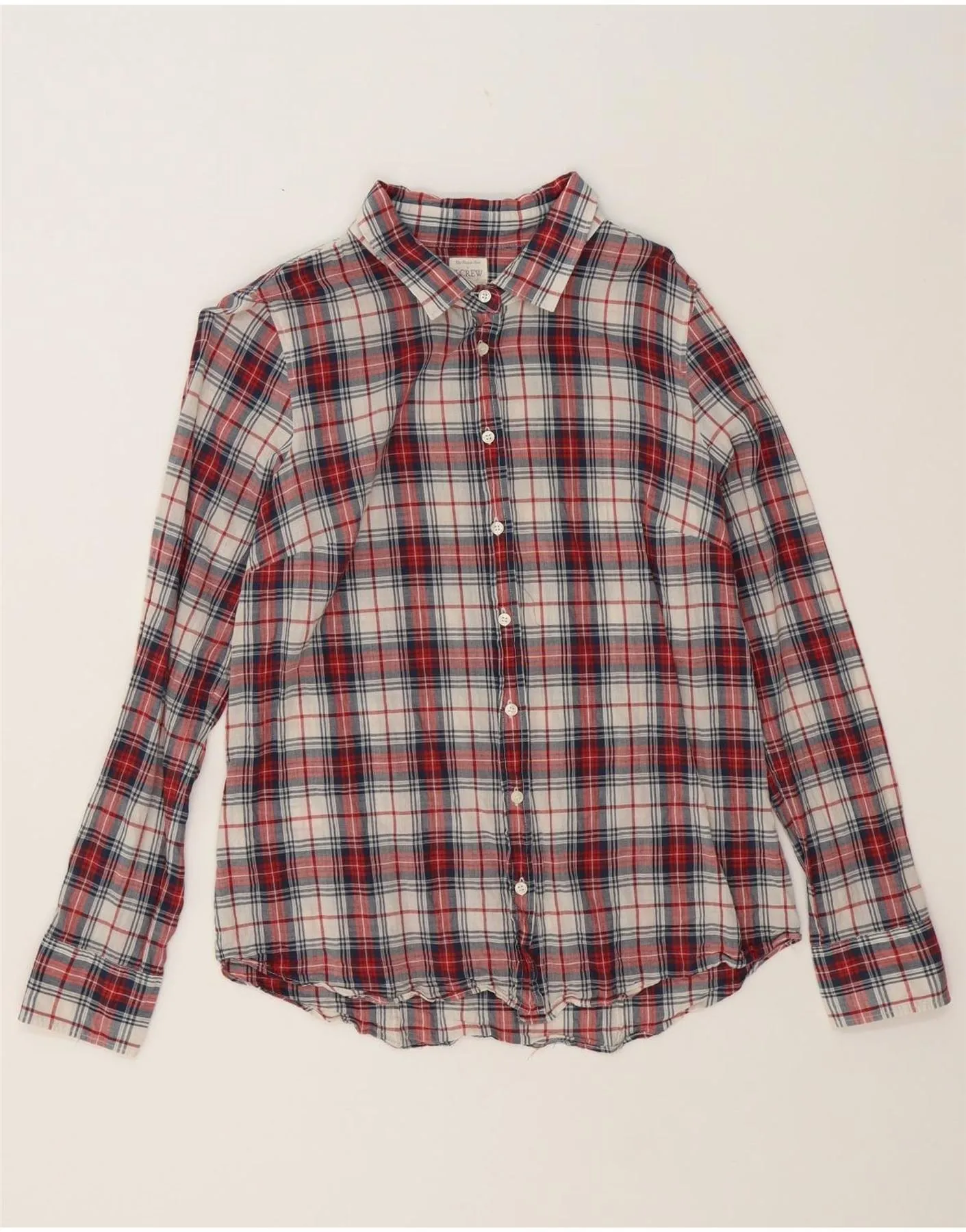 Geometric Pattern J. CREW Womens Shirt UK 14 Medium Red Check Cotton