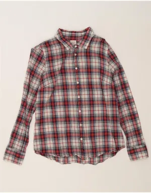 Geometric Pattern J. CREW Womens Shirt UK 14 Medium Red Check Cotton