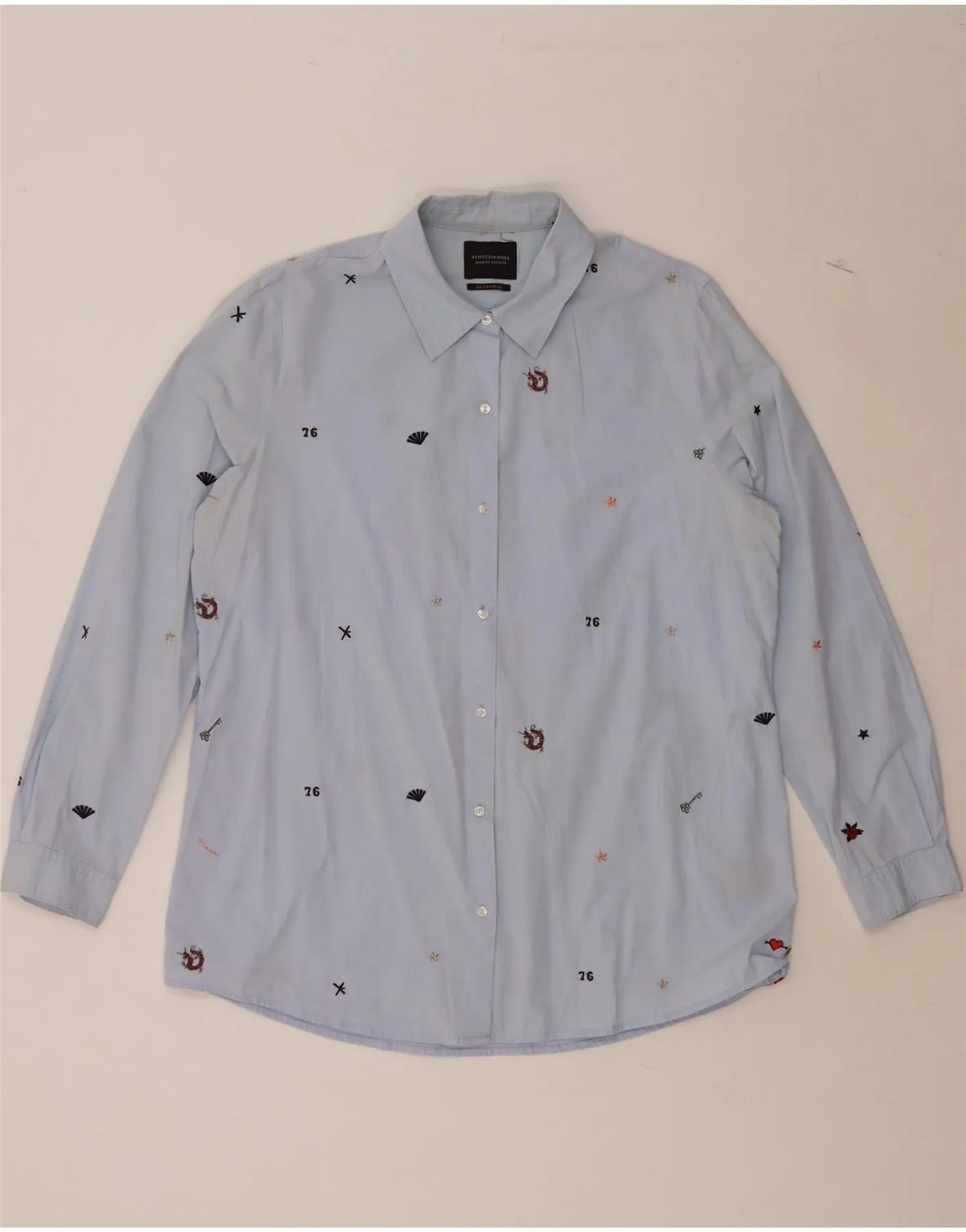 Easy Styling SCOTCH & SODA Womens Shirt Large Blue Spotted Cotton