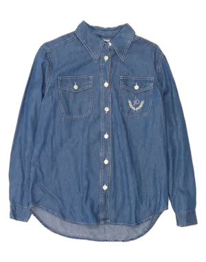Seasonal Trend ROCCOBAROCCO Womens Denim Shirt IT 42 Medium Blue Cotton