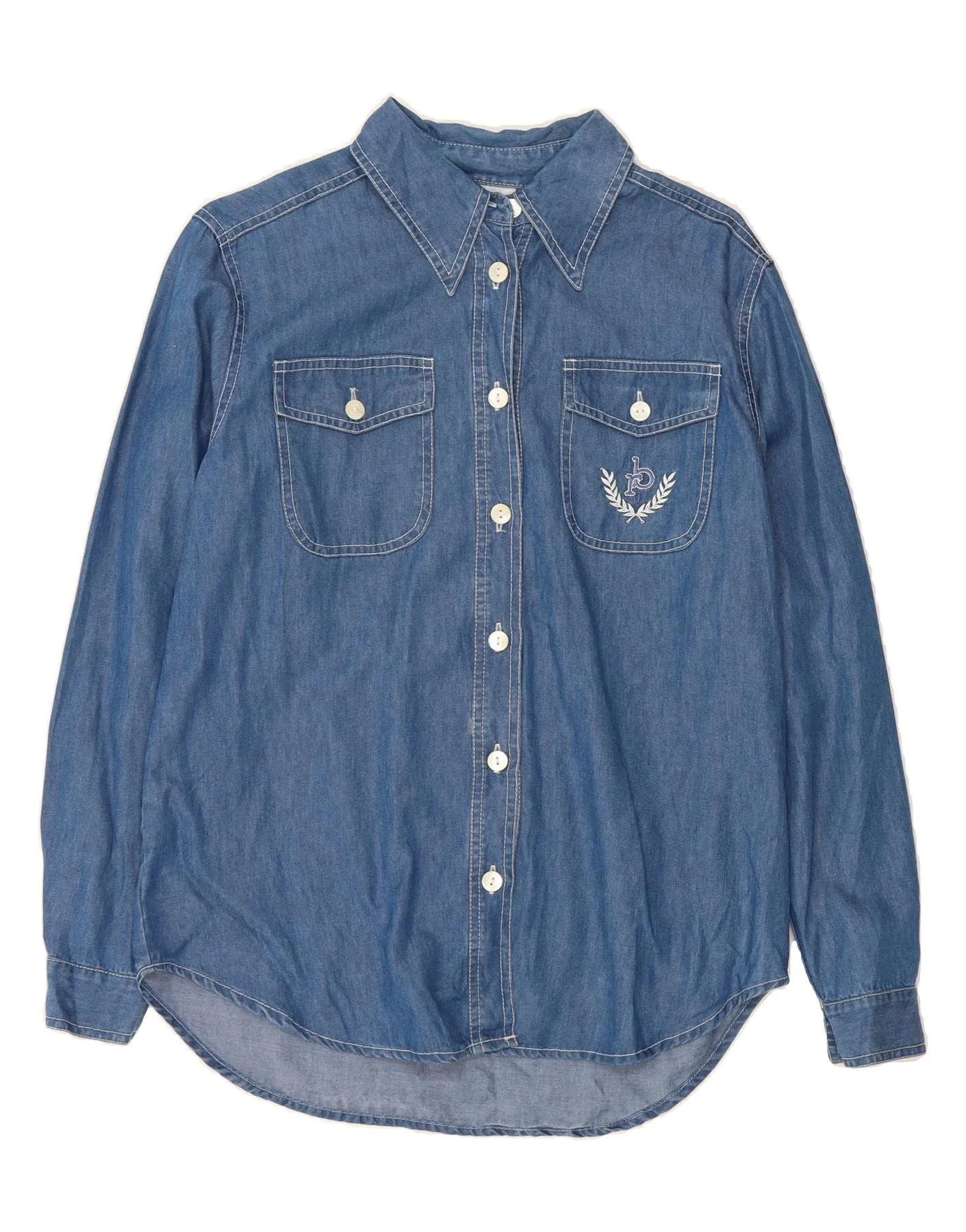 Seasonal Trend ROCCOBAROCCO Womens Denim Shirt IT 42 Medium Blue Cotton