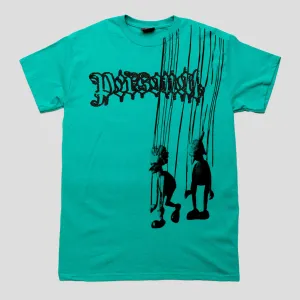 Performance Stretch Cotton Blend Personal Joint Puppets Puff Print Tee - Green