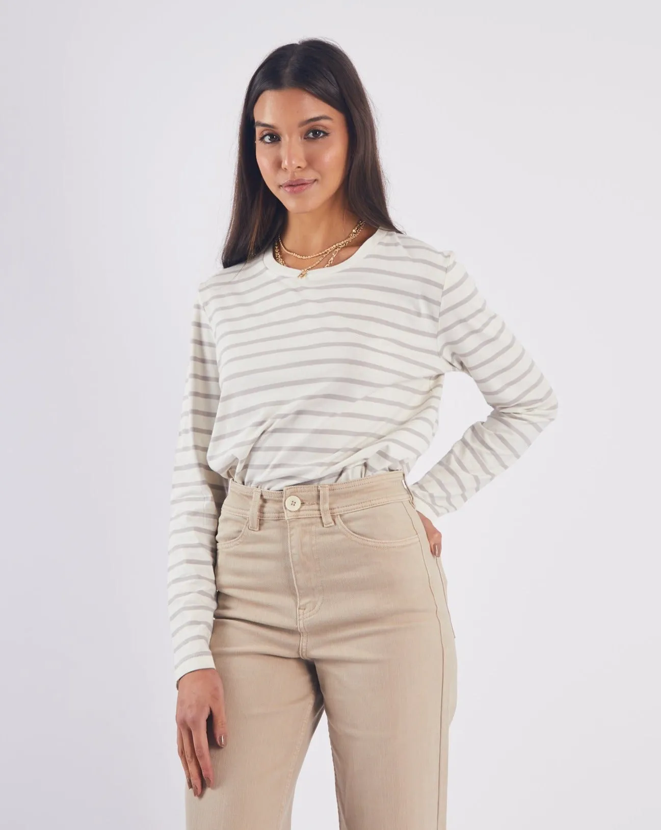 Petra T-Shirt Warm Stone Sporty Top Comfortable Layering