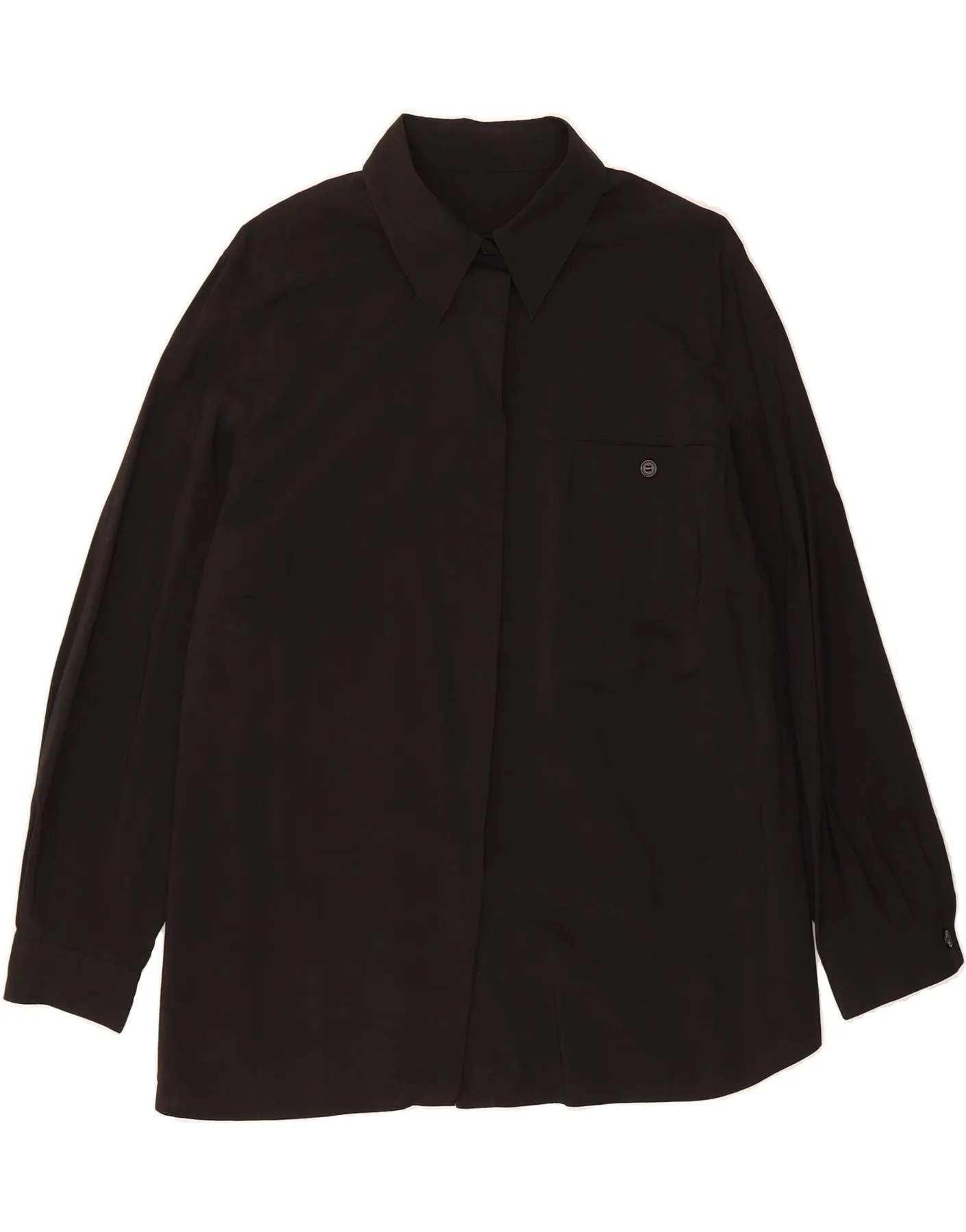 VINTAGE Womens Shirt UK 18 XL Black Multi Layer Stitching Wardrobe Essential