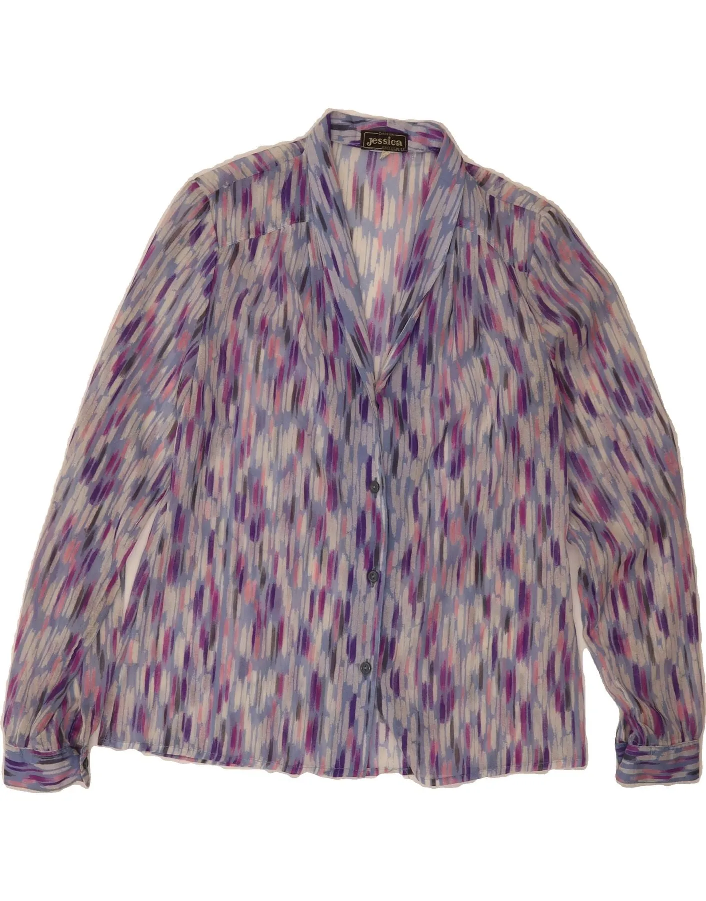 VINTAGE Womens Shirt Blouse IT 48 XL Purple Striped Yoke Design Neutral Tone