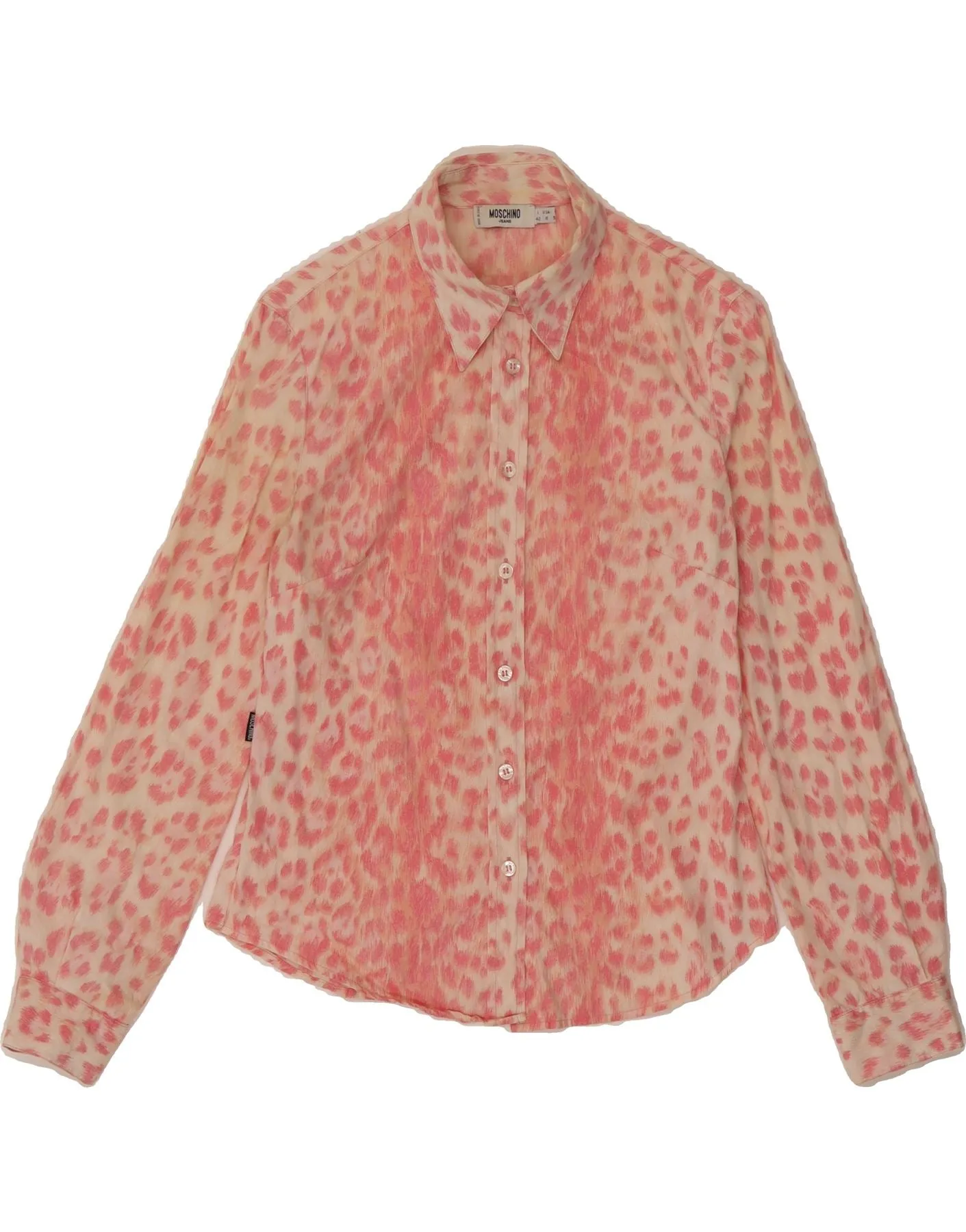 MOSCHINO Womens Shirt UK 12 Medum  Pink Animal Print Budget Friendly Wardrobe Essential